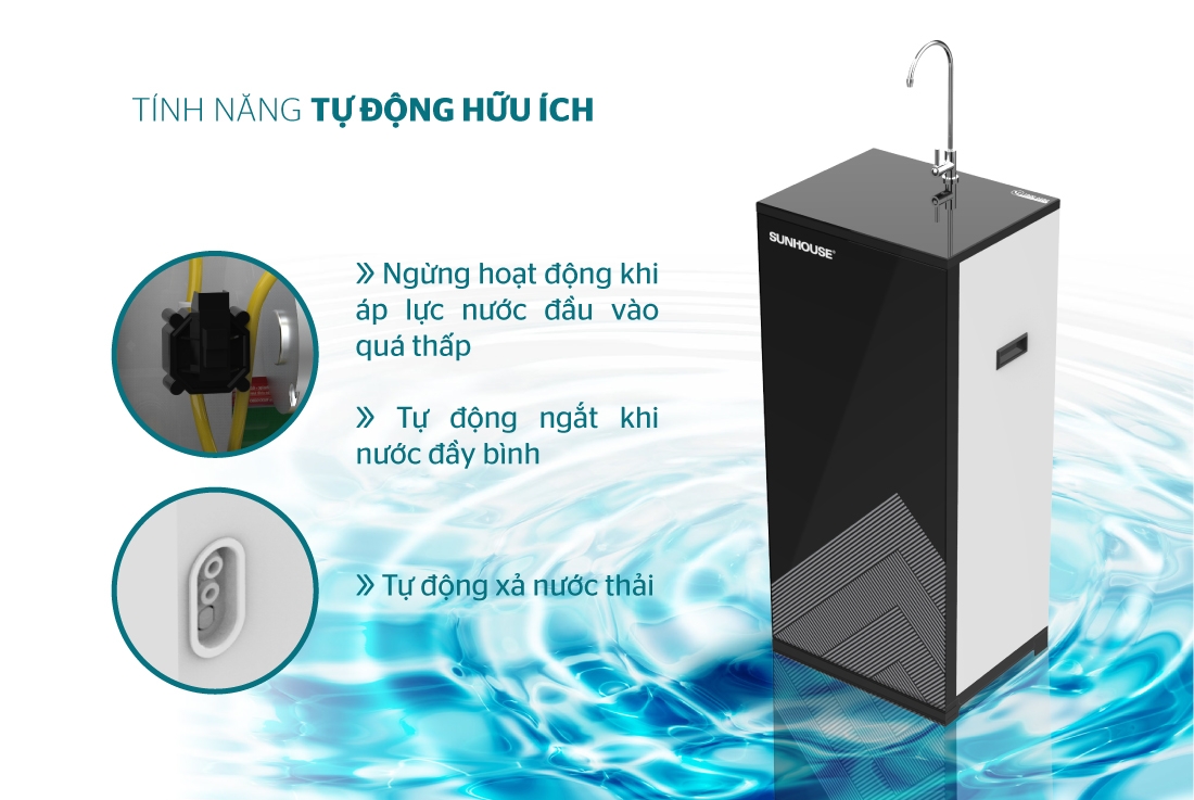 Máy RO Sunhouse SHA8868K có 7 cấp độ lọc nước đa năng, tốt cho sức khỏe