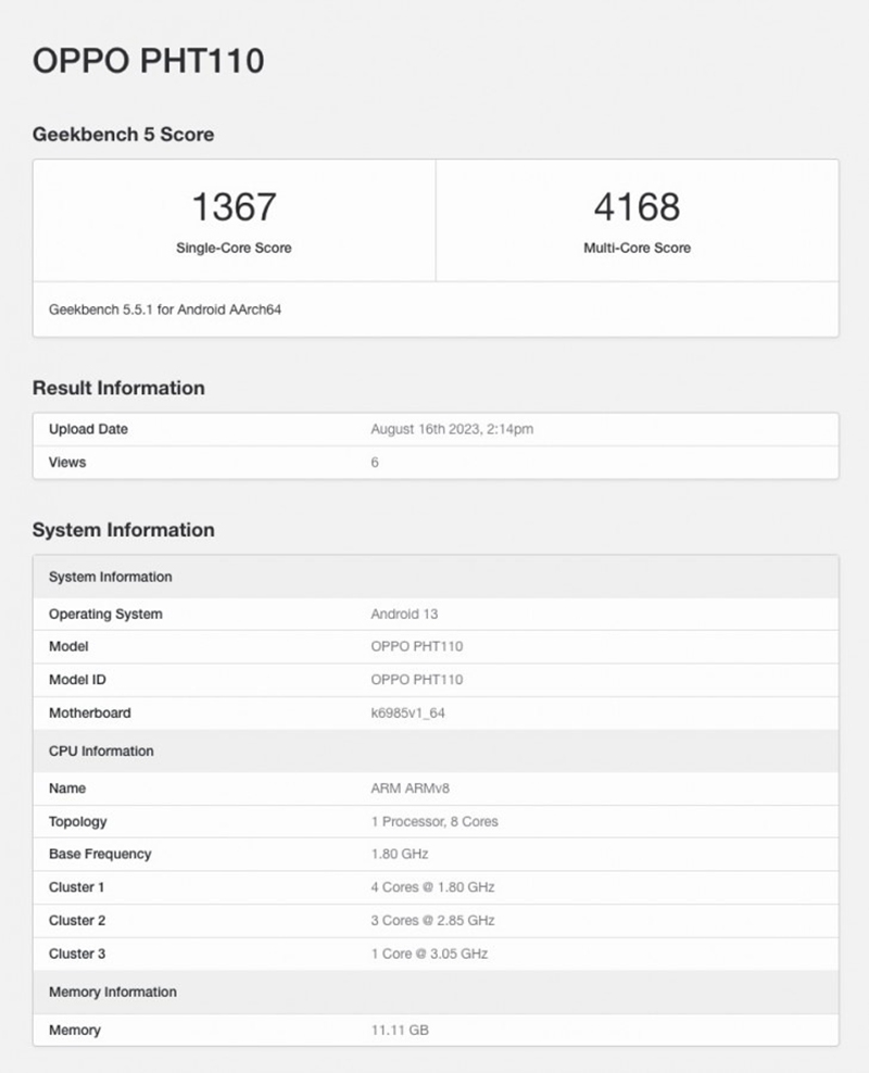 OPPO Find N3 Flip xuất hiện trên Geekbench