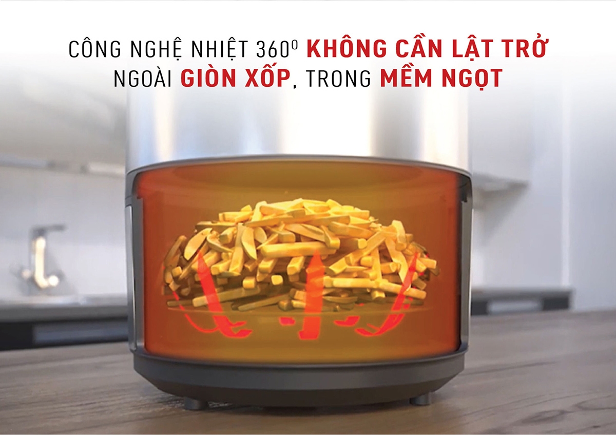 nồi chiên không dầu không cần lật có gì khác nồi chiên thường - hình 2