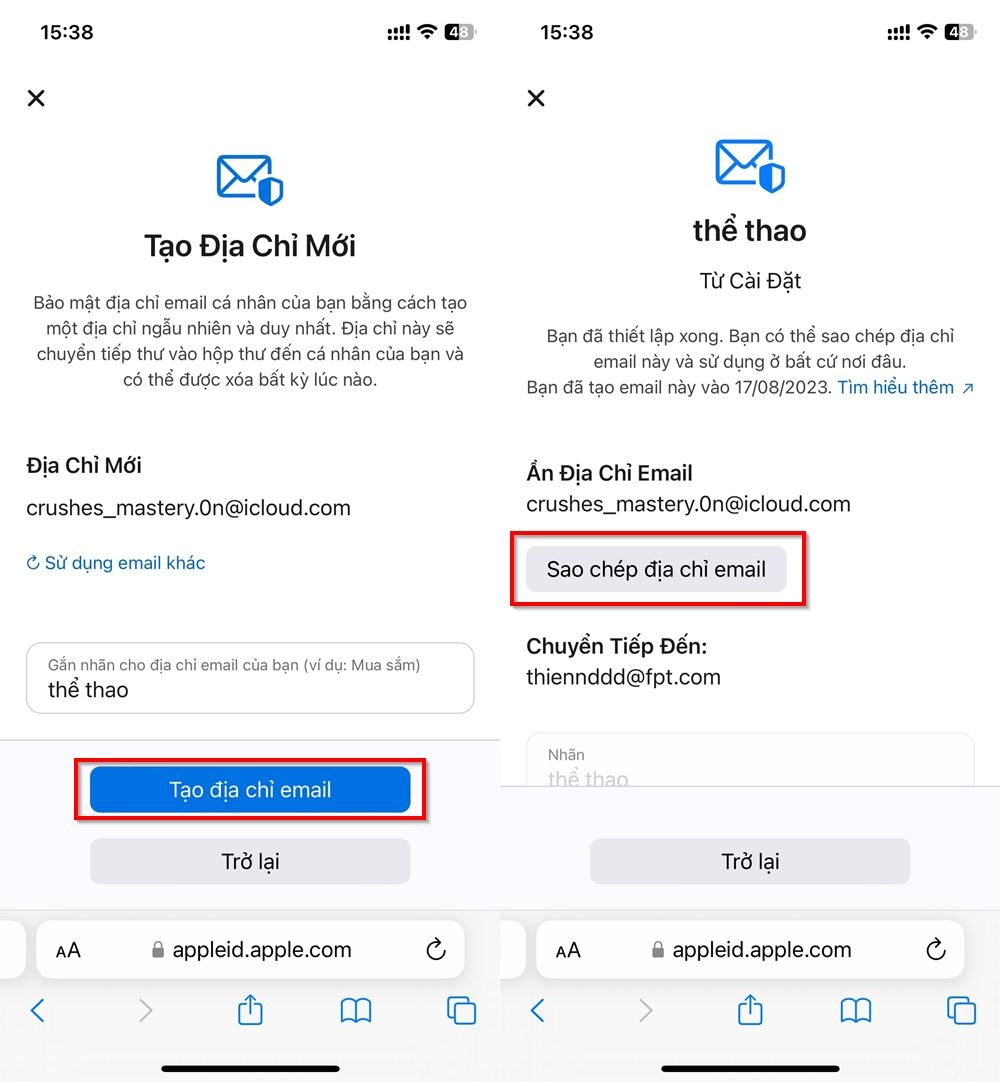 Cách ẩn địa chỉ email cho tài khoản Apple ID trên iPhone 4