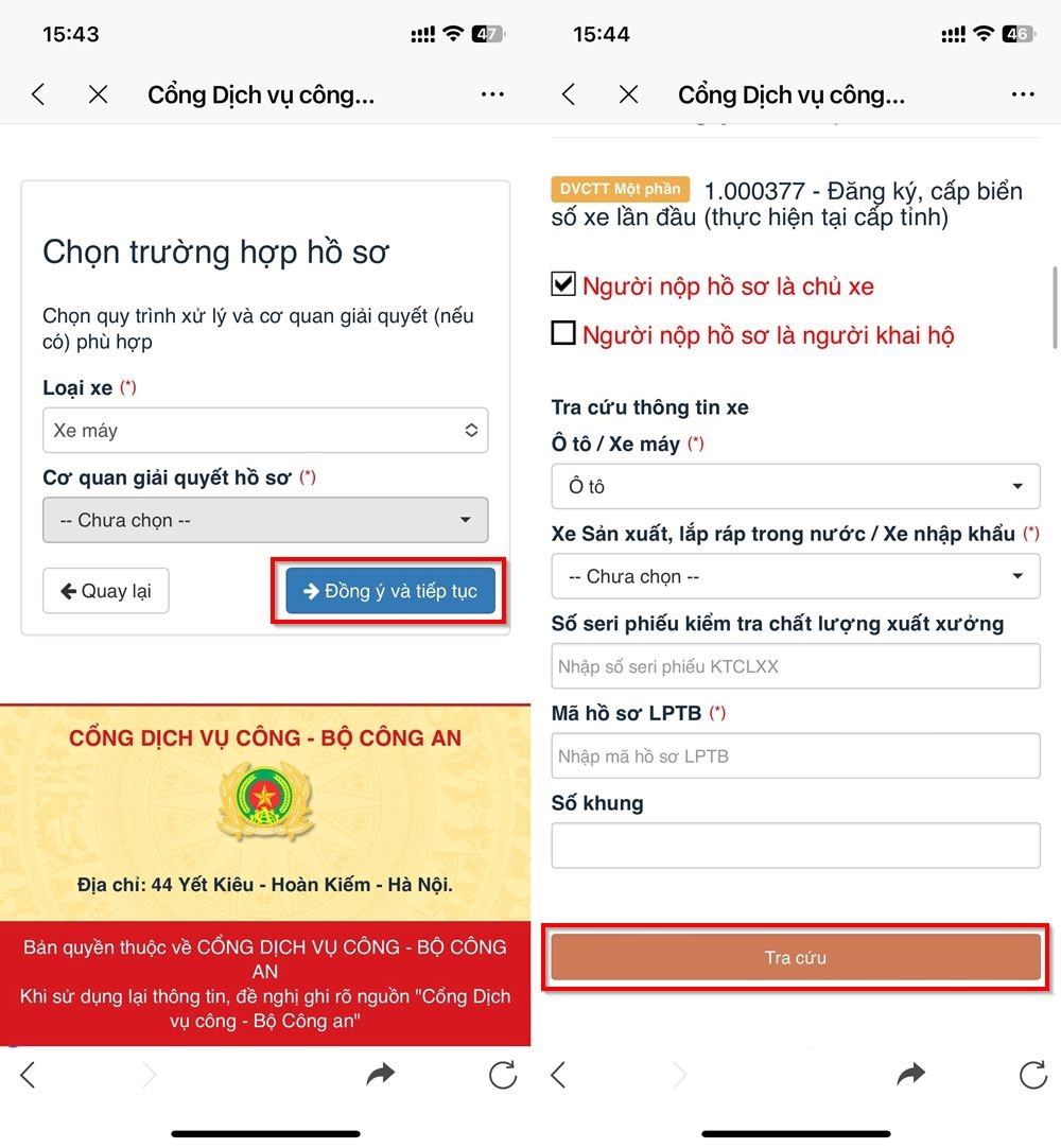 Cách đăng ký cấp biển số xe trên ứng dụng Zalo 4