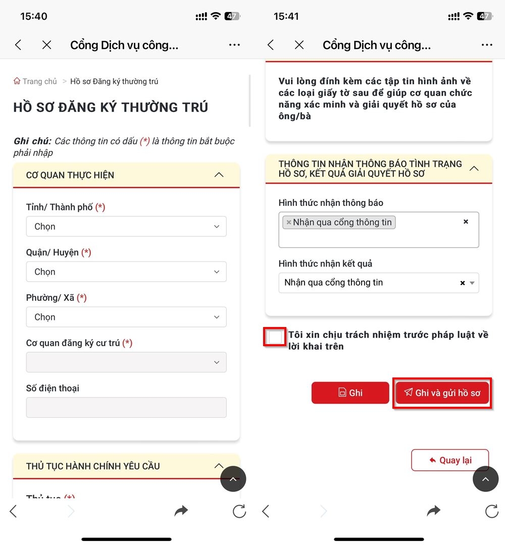 Cách đăng ký thường trú trên ứng dụng Zalo 4