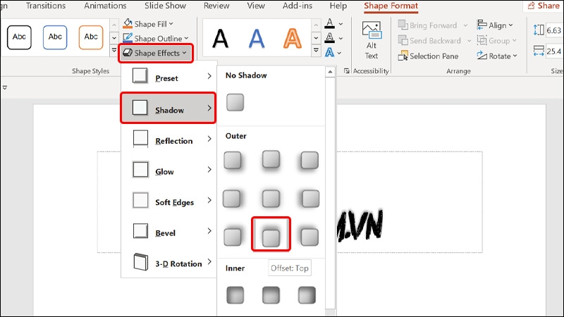 thêm bóng đổ power point - hình 4