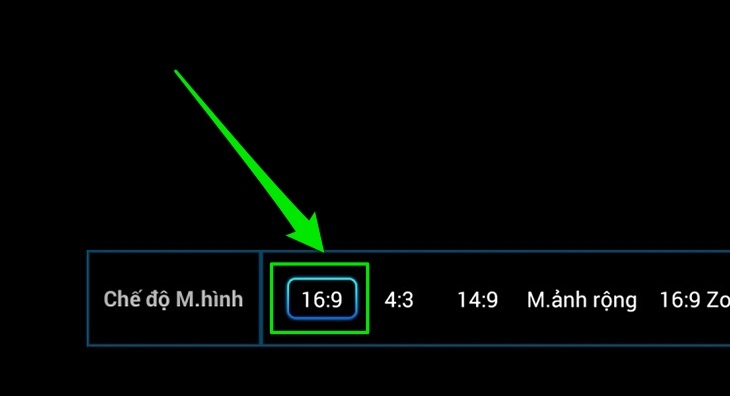 Chú ý điều chỉnh tỉ lệ hình ảnh trên tivi ở mức 16:9