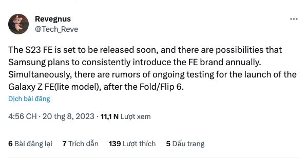 Samsung có thể ra mắt smartphone màn hình gập Galaxy Z FE vào năm tới