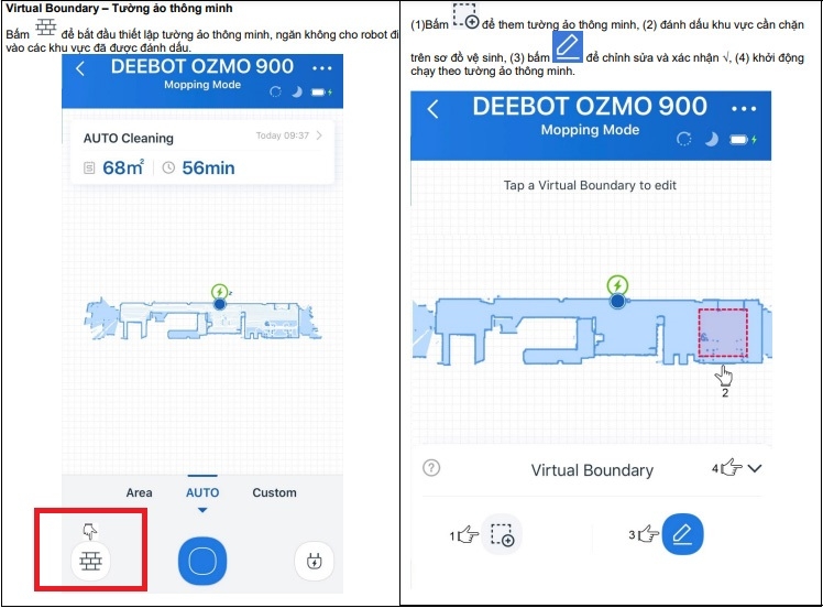 cách tạo tường ảo cho robot hút bụi Ecovacs