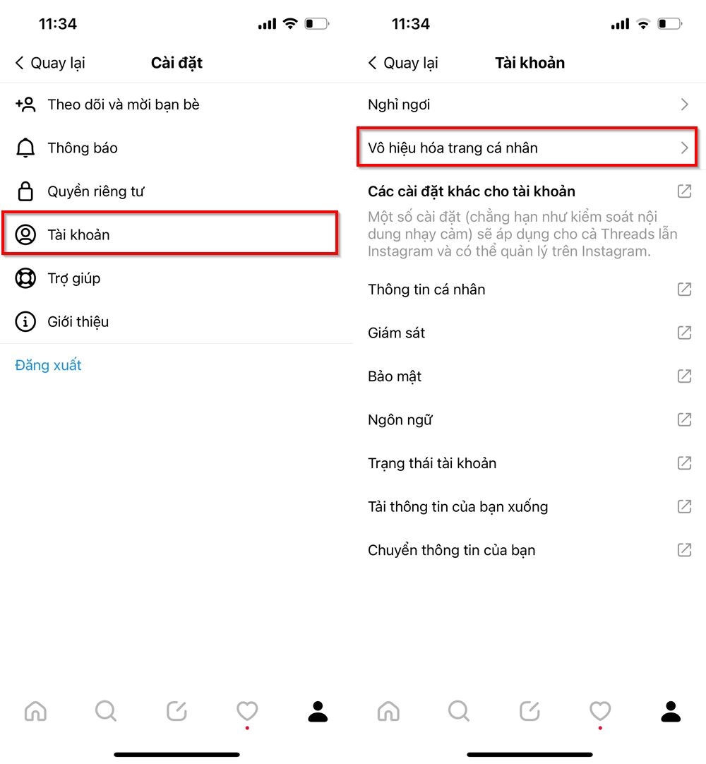 Cách vô hiệu hoá tài khoản ứng dụng Threads 2