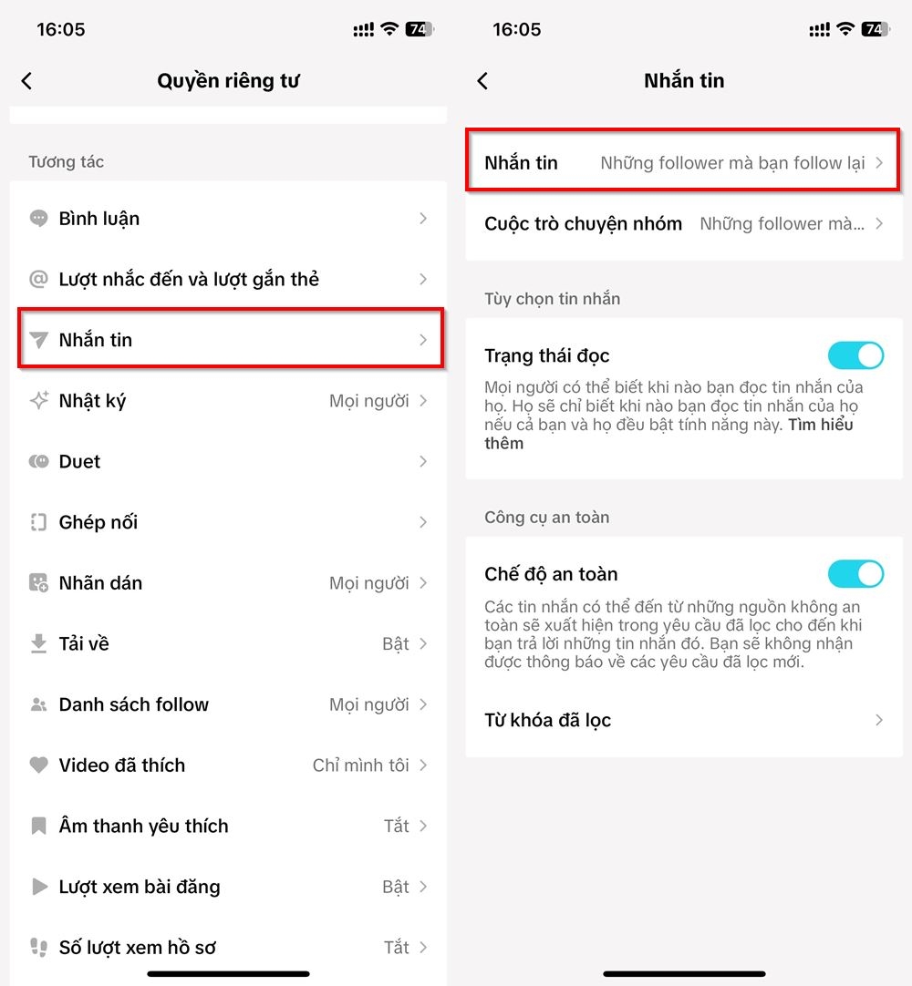 Cách chỉnh ai có thể nhắn tin cho bạn trên TikTok 3