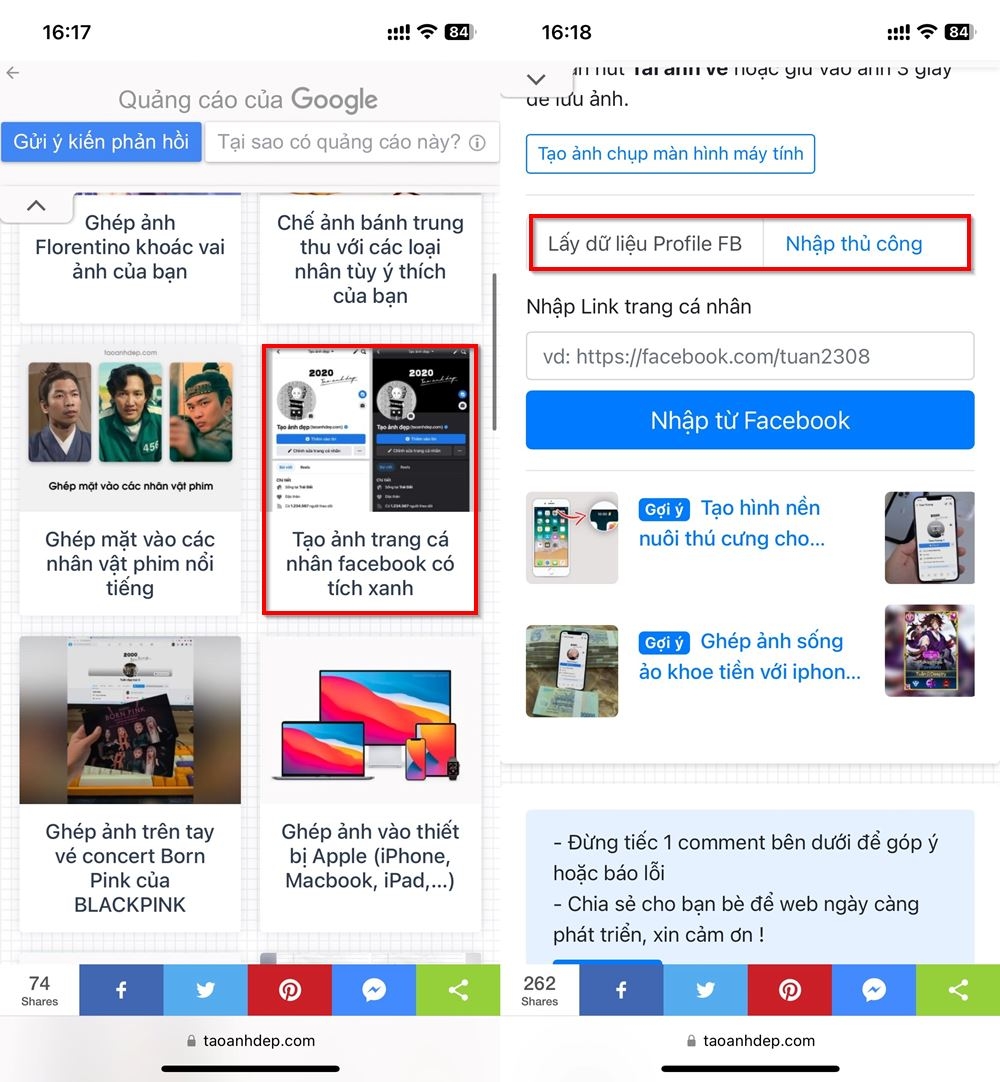 Cách chế tích xanh trang cá nhân Facebook 1