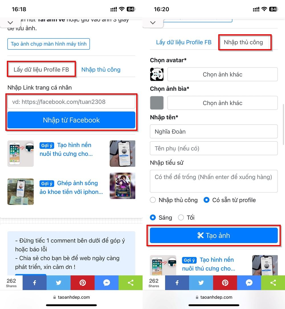 Cách chế tích xanh trang cá nhân Facebook 2