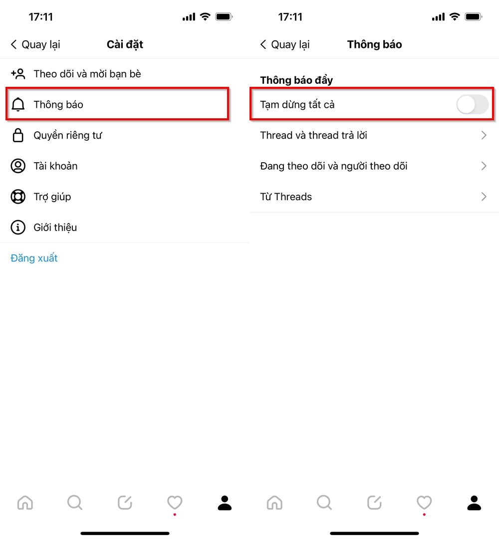 Cách tắt thông báo trên ứng dụng Threads 2