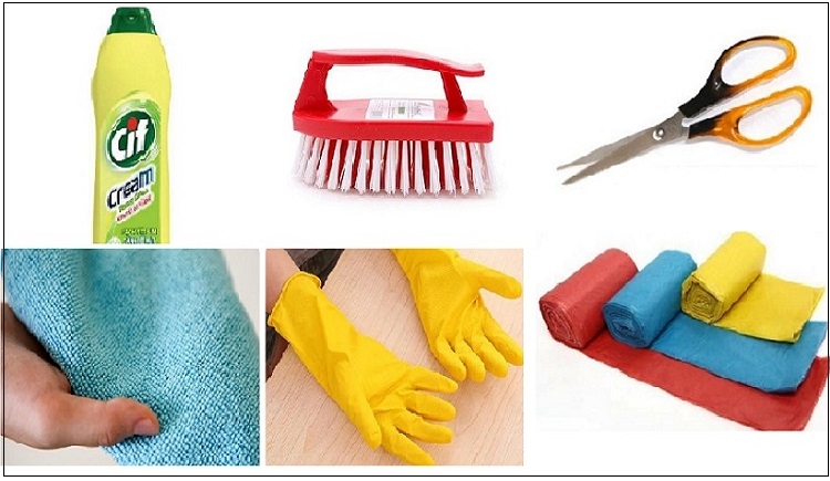 Chuẩn bị dụng cụ vệ sinh