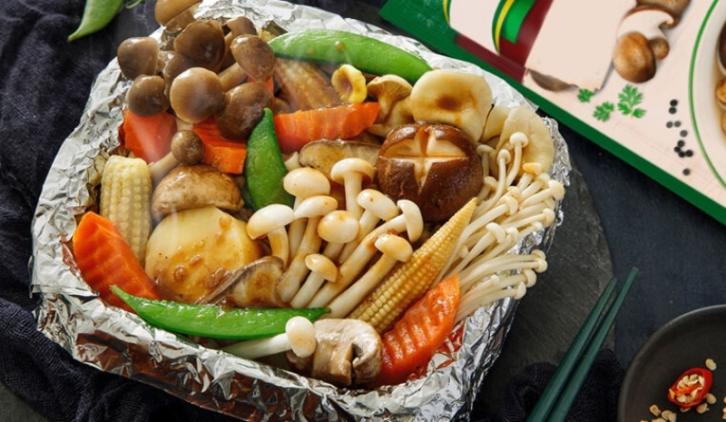 Nấm nướng giấy bạc bằng nồi chiên không dầu hình 4