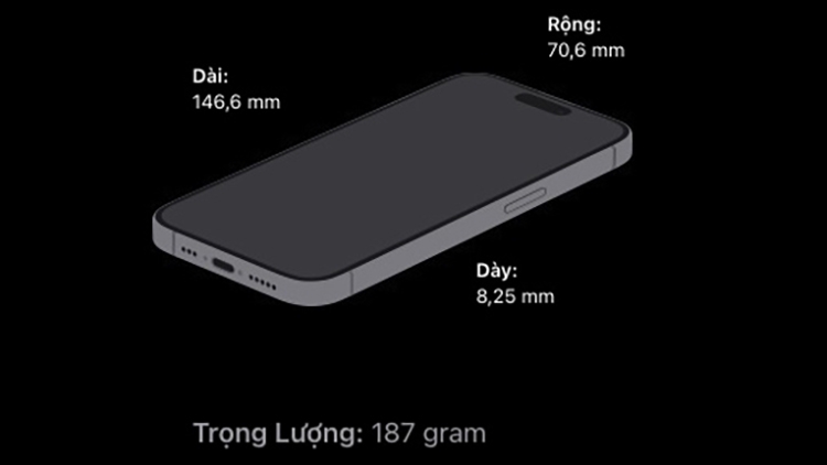 Kích thước iPhone 15 Pro