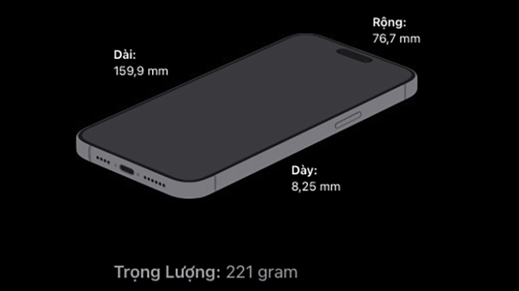 Kích thước iPhone 15 Pro Max