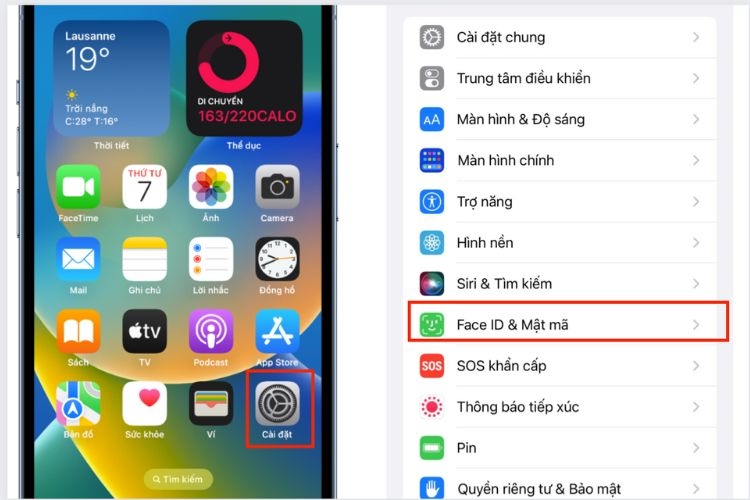 Cài đặt mật mã trên iPhone