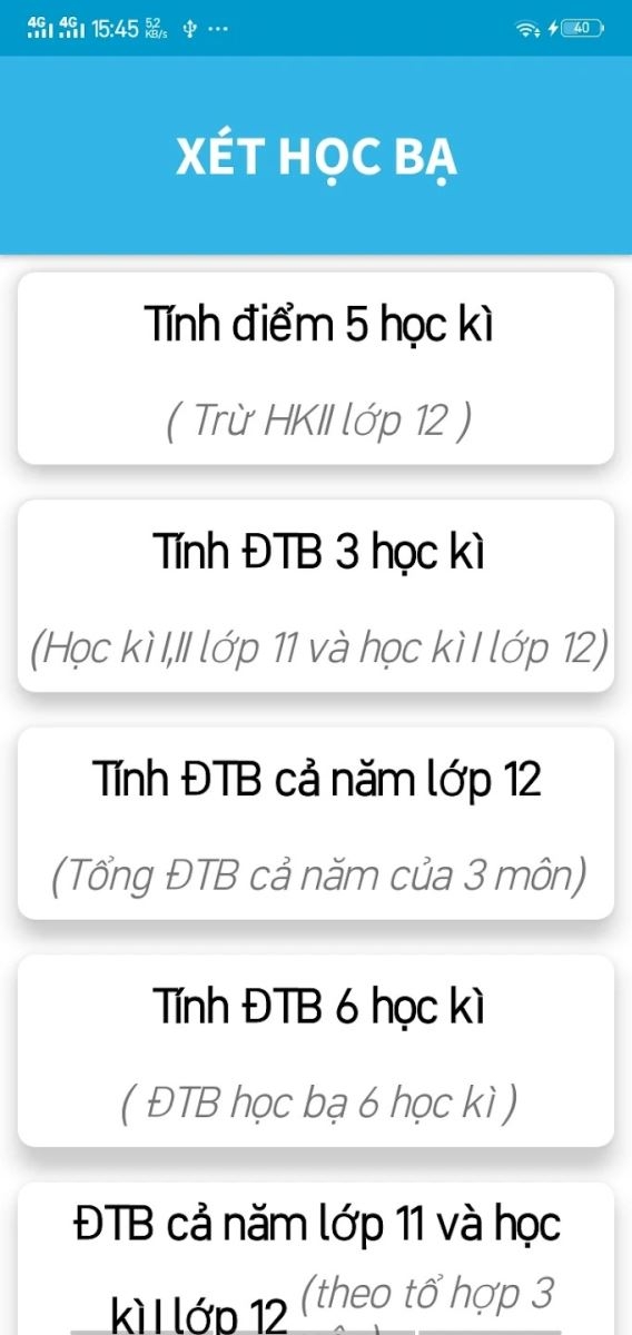 ROSION - Ứng dụng tính điểm học bạ Đại học