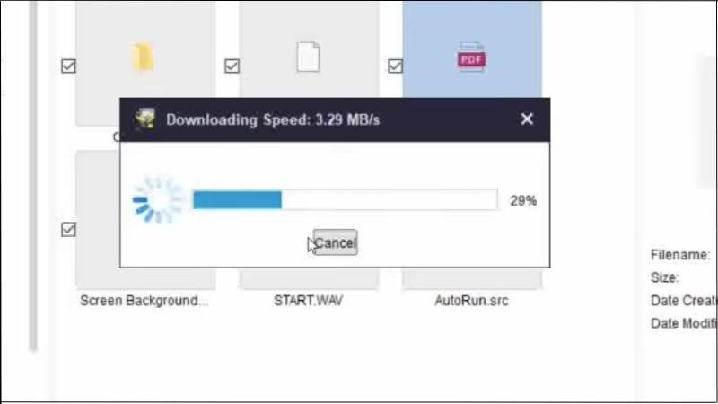 Đợi khôi phục các file