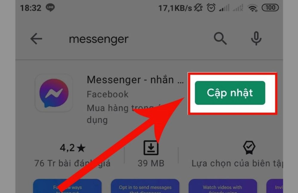 Cập nhật phiên bản Messenger mới