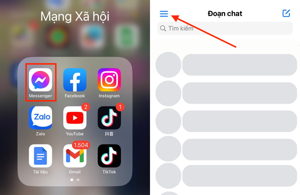 Vào ứng dụng Messenger