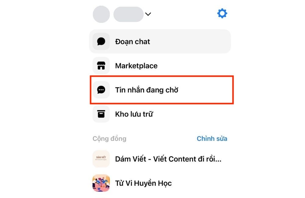Mở mục tin nhắn đang chờ