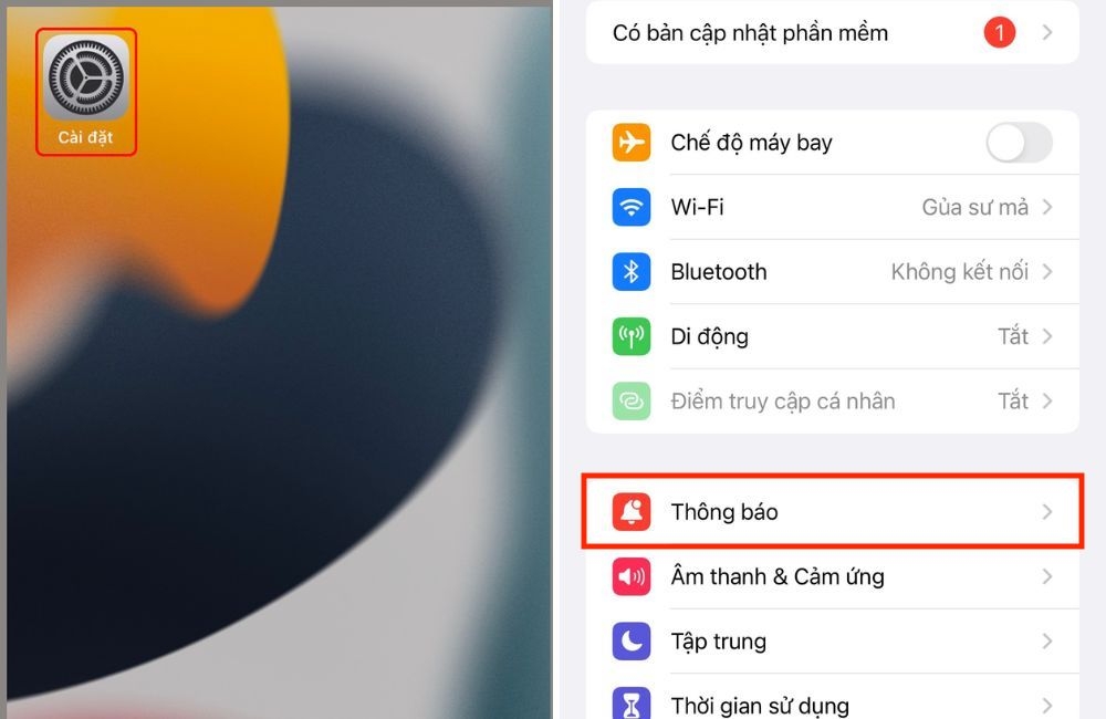 cài đặt thông báo trên điện thoại