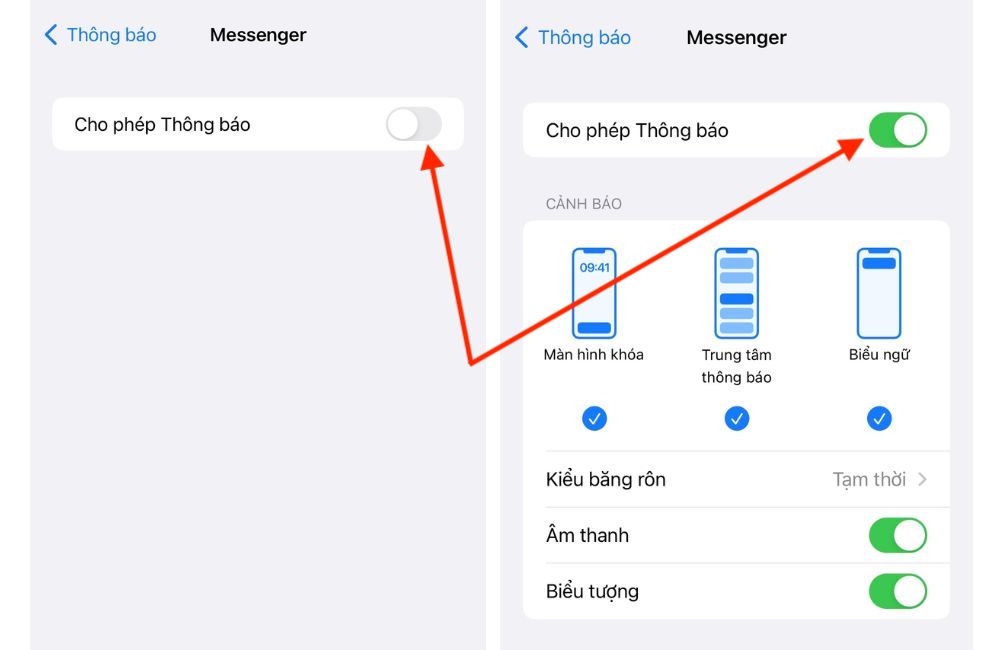 Tắt và bật thông báo Messenger trên điện thoại