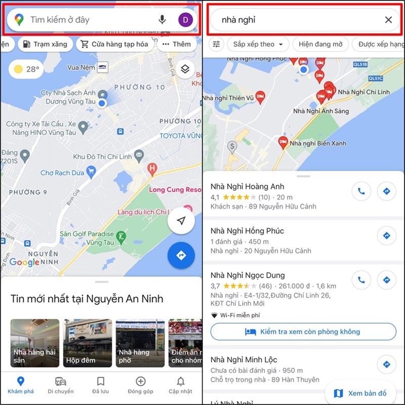 Cách tìm nhà nghỉ gần đây bằng Google Map (ảnh 1)