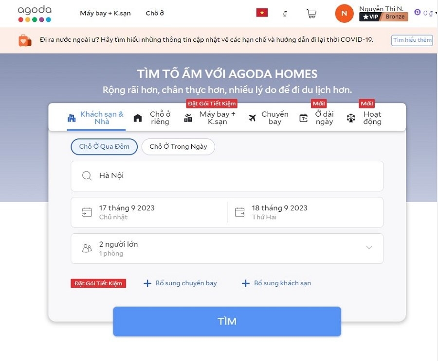 Tìm khách sạn gần nhất bằng Agoda