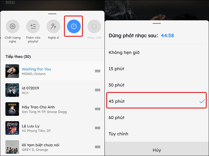 Cách hẹn giờ tắt nhạc trên ứng dụng Nhaccuatui - hình 2