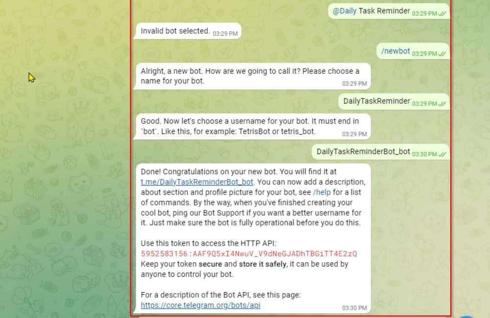 mã token botfather