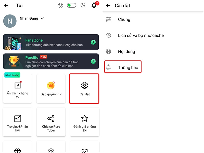 Cách tắt thông báo đẩy trên Pure Tuber - hình 2
