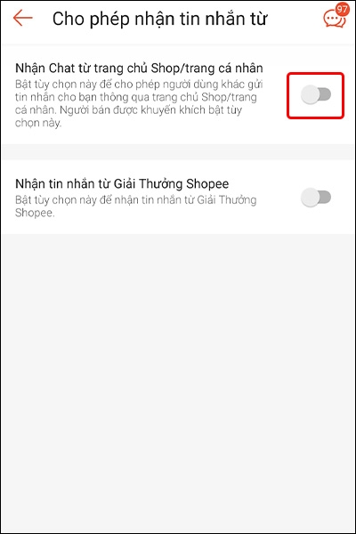 Cách chặn tin nhắn từ trang chủ Shop/trang cá nhân trên Shopee - hình 4