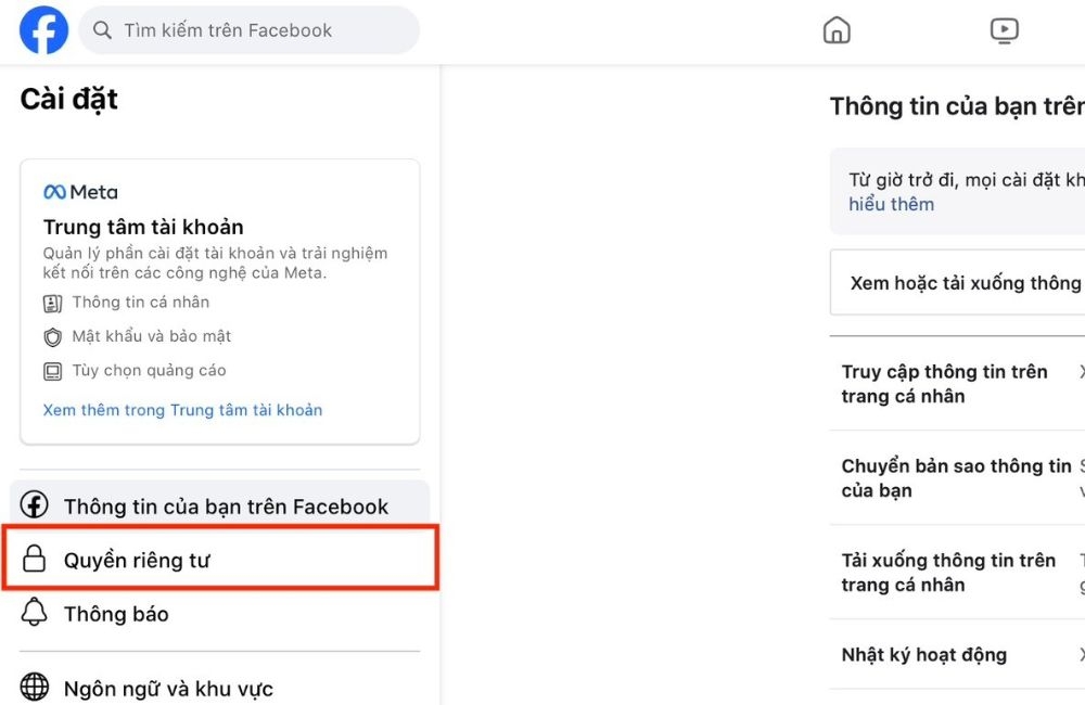 Quyền riêng tư trên Facebook