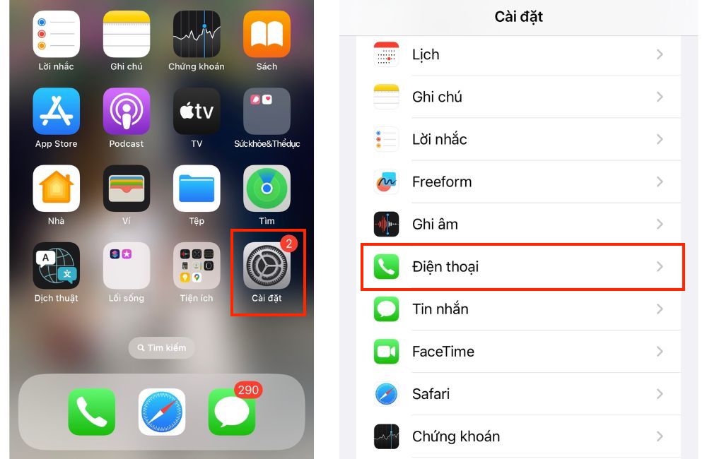 Cài đặt trên iPhone