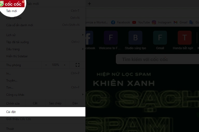 Cách đặt Google làm trang chủ với trình duyệt Cốc Cốc
