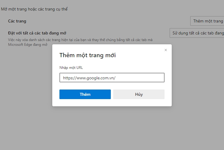 Cách đặt Google làm trang chủ với Microsoft Edge 6