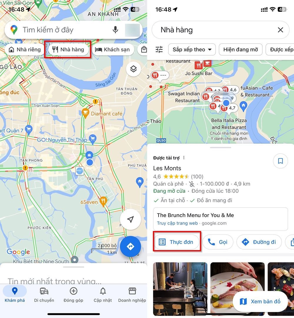 Cách xem thực đơn quán ăn trên Google Maps&nbsp;1