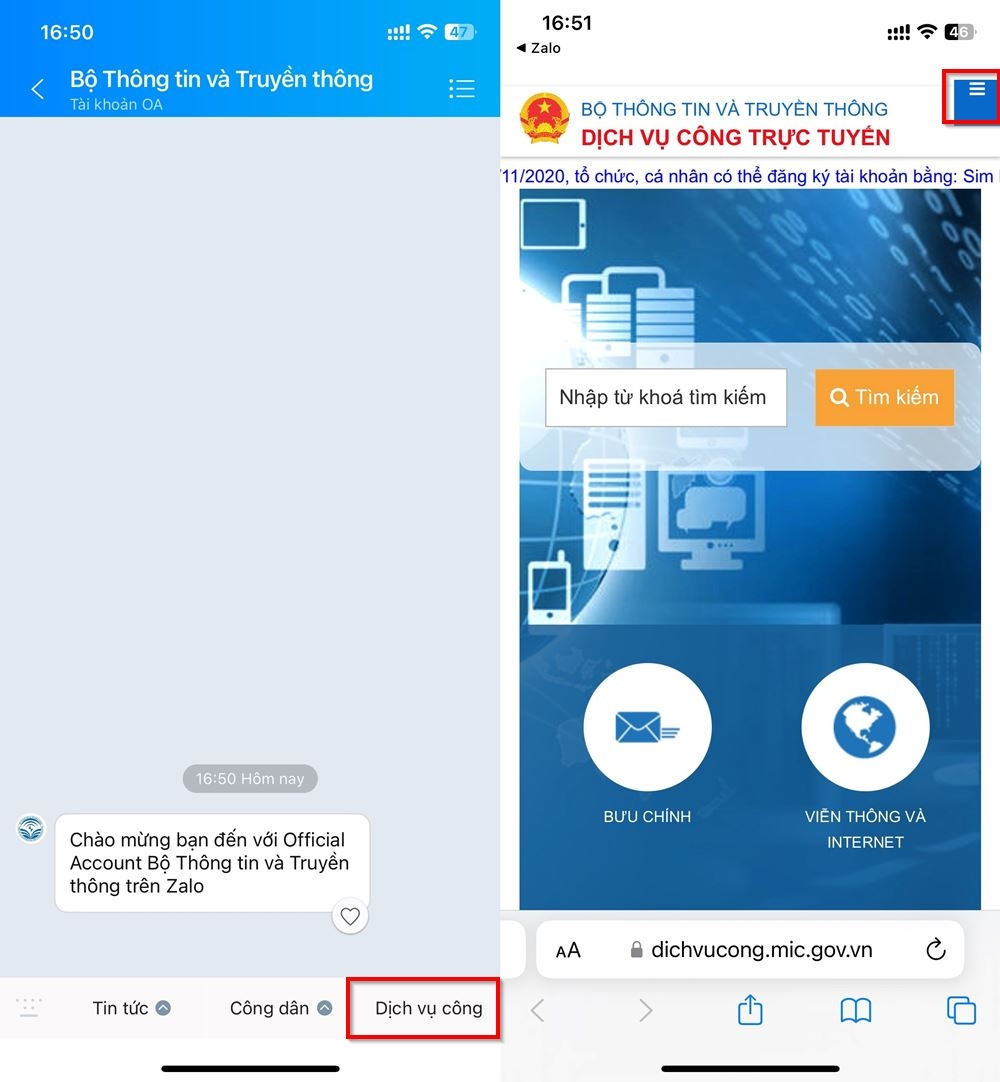 Cách tra cứu tiến độ hồ sơ trên Zalo 3