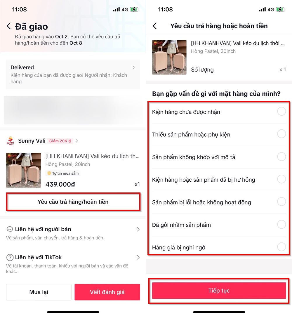 Cách yêu cầu hoàn tiền trên TikTok Shop 4