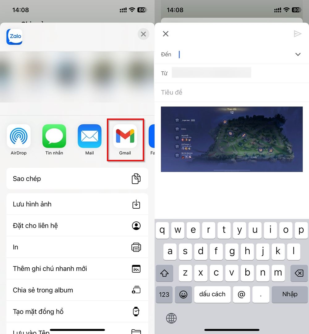 Cách gửi ảnh trên Zalo qua Gmail 3