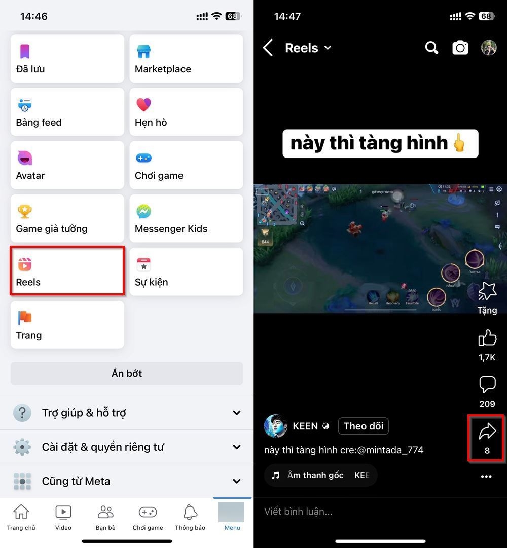 Cách chia sẻ video Reels Facebook qua Zalo 1