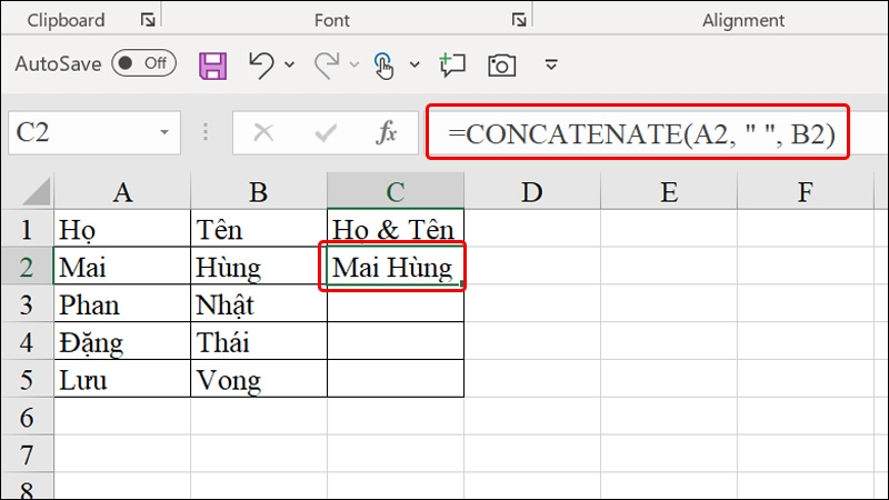 Cách gộp họ và tên trong Excel - hình 1