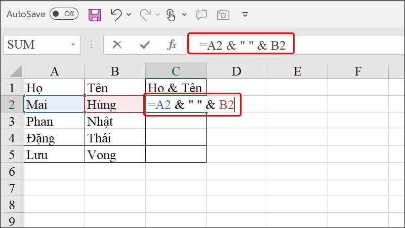 Cách gộp họ và tên trong Excel - hình 3