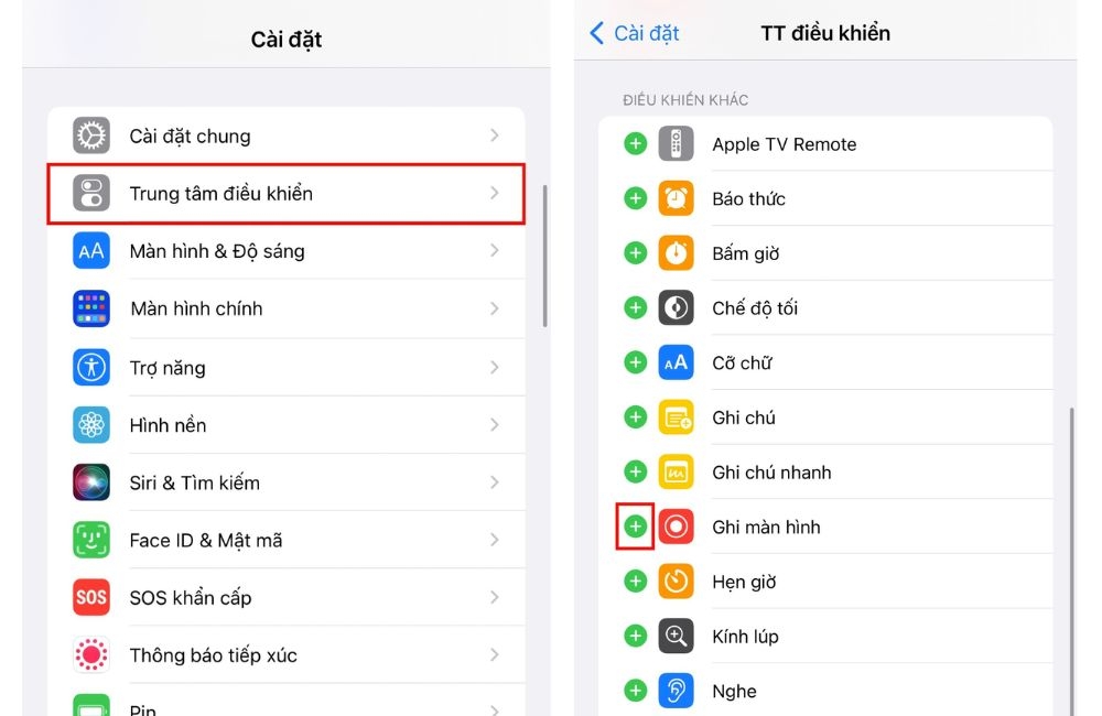 cài đặt ghi màn hình