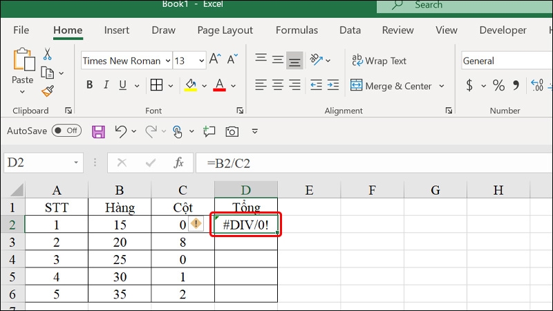 Cách khắc phục lỗi&nbsp;#DIV/0! - hình 1