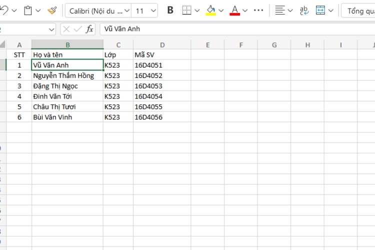 Cách sử dụng hàm LEFT cơ bản - Bước 1