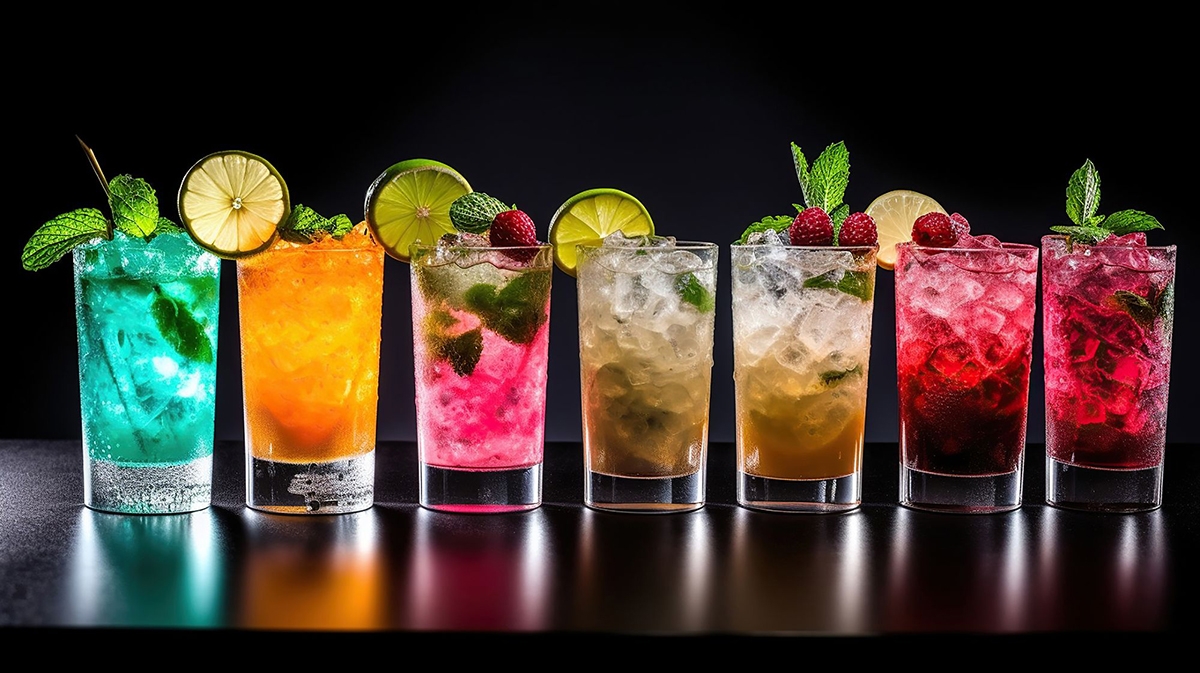 mocktail đủ loai trái cây và màu sắc