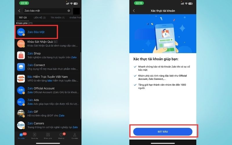 xác thực tài khoản zalo 2