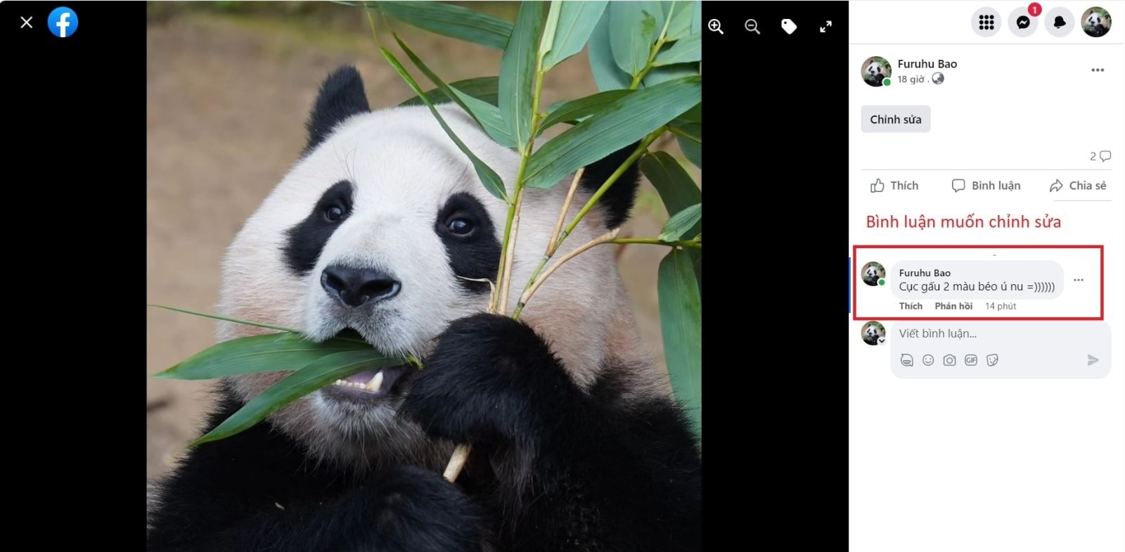 Cách chỉnh sửa bình luận trên Facebook bằng máy tính (Bước 2)